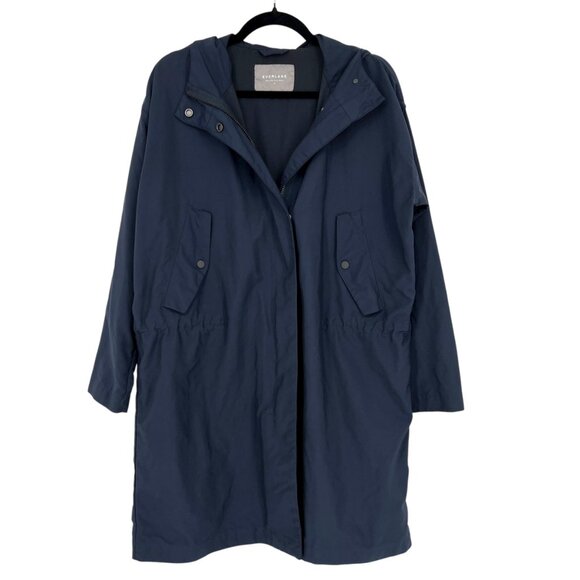 Everlane The City Anorak Navy Blue Hooded Jacket Size Medium - Picture 1 of 13